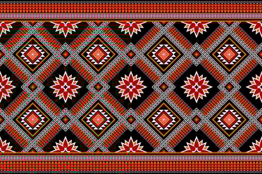 Geometric ethnic seamless pattern traditional. Colorful flower decoration. Decorate the border. Design for background, carpet,wallpaper,clothing,wrapping,batik,fabric,Vector,illustration,embroidery. vector