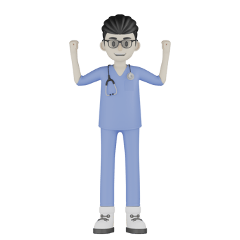 3D Isolated Doctor With Glasses And Blue Clothes png