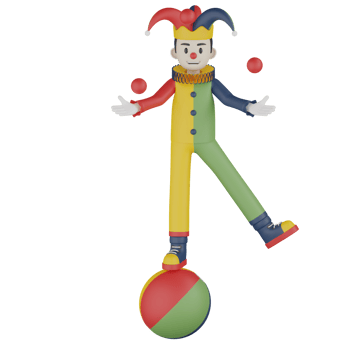3d Isolated Clown in action png