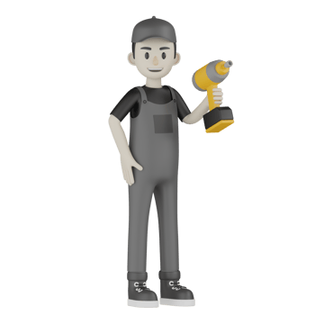 3d Isolated Mechanic in grey Wearpack png