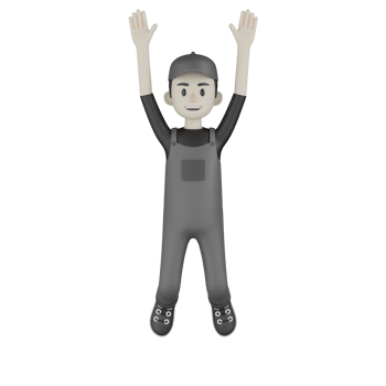 3d Isolated Mechanic in grey Wearpack png