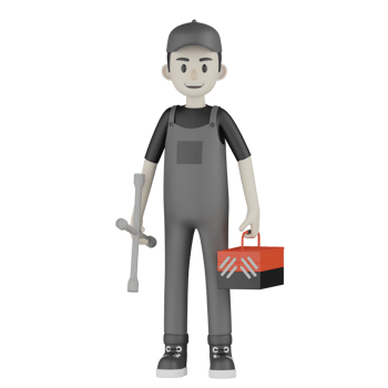 3d Isolated Mechanic in grey Wearpack png