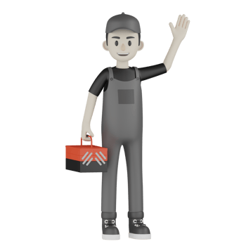 3d Isolated Mechanic in grey Wearpack png