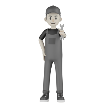 3d Isolated Mechanic in grey Wearpack png