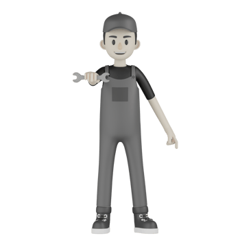 3d Isolated Mechanic in grey Wearpack png