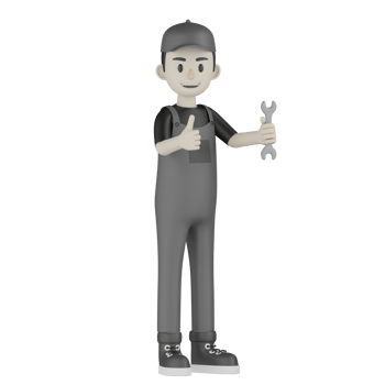 3d Isolated Mechanic in grey Wearpack png