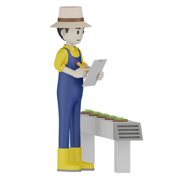 3d Isolated  Gardener in blue and yellow clothes png