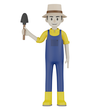 3d Isolated  Gardener in blue and yellow clothes png