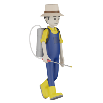 3d Isolated  Gardener in blue and yellow clothes png