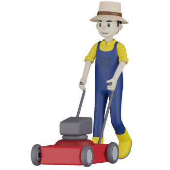 3d Isolated  Gardener in blue and yellow clothes png