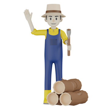 3d Isolated  Gardener in blue and yellow clothes png