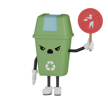 3D Isolated Green Rubbish Bin png