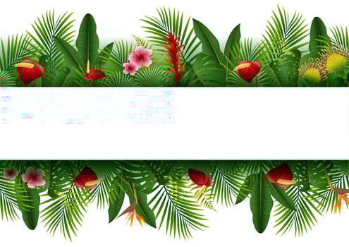 Blank sign with Tropical forest background vector