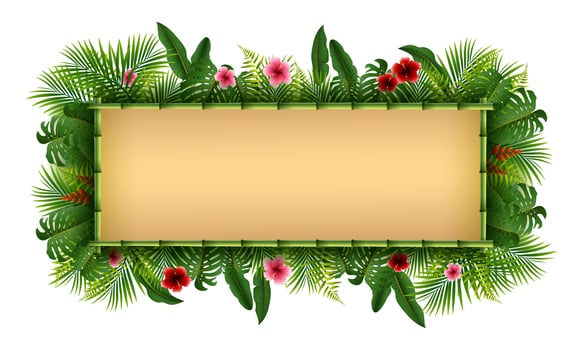 Blank sign with Tropical forest background vector