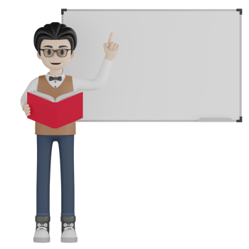 3d Isolated Teacher with glasses png