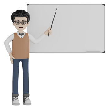 3d Isolated Teacher with glasses png
