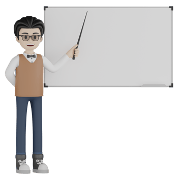 3d Isolated Teacher with glasses png