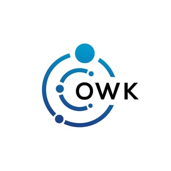 OWK letter technology logo design on white background. OWK creative initials letter IT logo concept. OWK letter design. vector