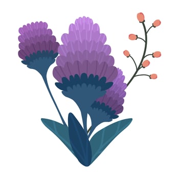 violet flowers leaf vector