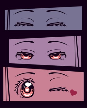 anime faces set vector
