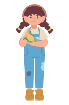 farmer girl with corn vector