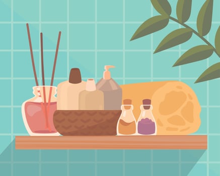 spa supplies and towel vector