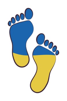 ukraine flag in footprints vector