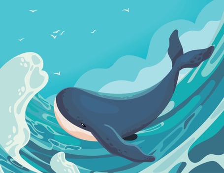 whale in the sea vector