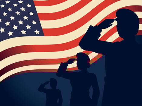 memorial day saluting soldiers vector