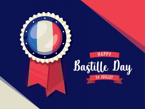 happy bastille day 14 July vector