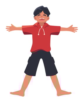 happy boy with open arms vector