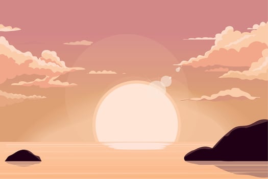 sunset sky over sea vector