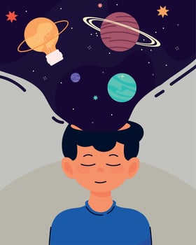 boy and creativity mind vector