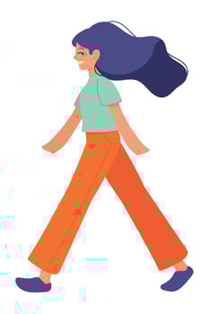 positive woman walking vector