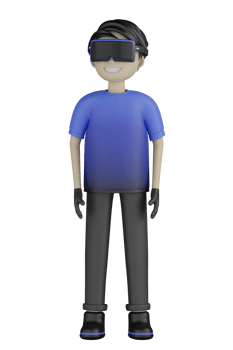 3d Isolated Man use Virtual Reality Machine png