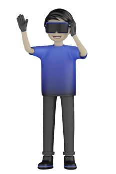 3d Isolated Man use Virtual Reality Machine png