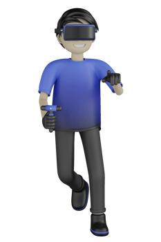 3d Isolated Man use Virtual Reality Machine png