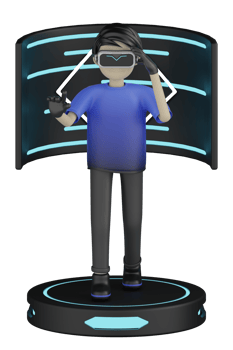3d Isolated Man use Virtual Reality Machine png
