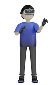 3d Isolated Man use Virtual Reality Machine png
