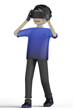 3d Isolated Man use Virtual Reality Machine png