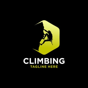 Silhouette Man climbing on a cliff graphic vector. vector