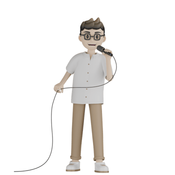 3d Isolated Man is Singing png