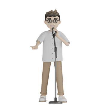 3d Isolated Man is Singing png