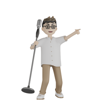 3d Isolated Man is Singing png