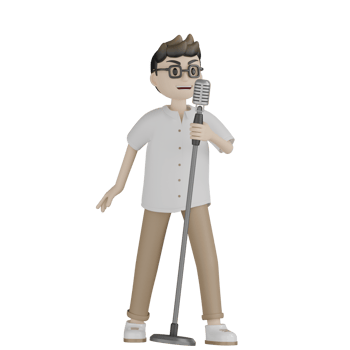 3d Isolated Man is Singing png