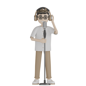 3d Isolated Man is Singing png