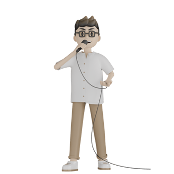 3d Isolated Man is Singing png