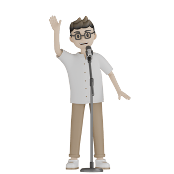 3d Isolated Man is Singing png