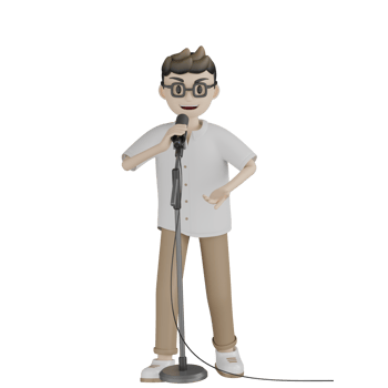 3d Isolated Man is Singing png