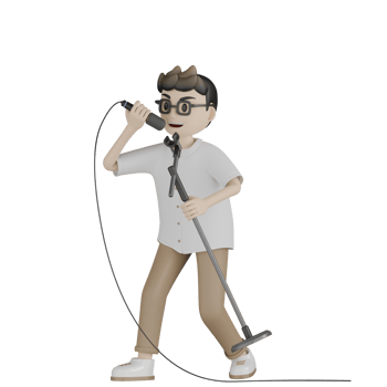3d Isolated Man is Singing png